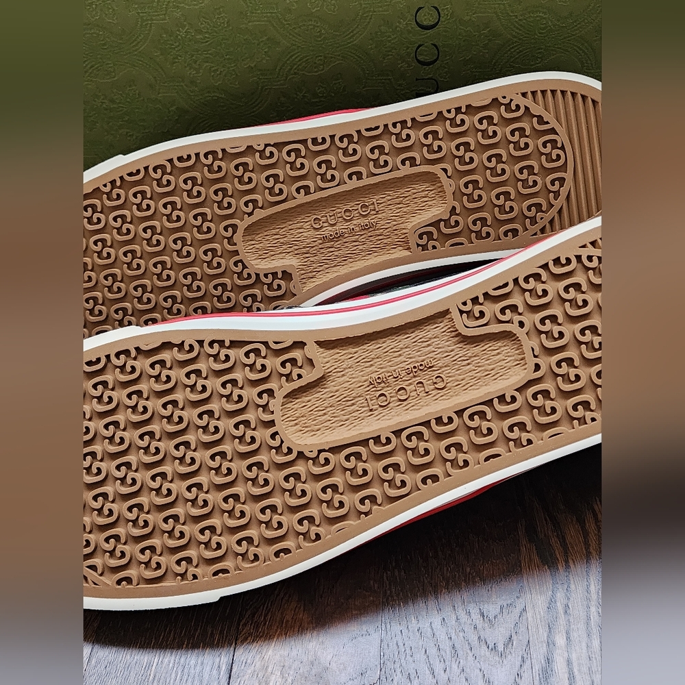 $750 Brand New Gucci Tennis 1977 Men Sneakers Black Web US 15.5 G 14.5 - Picture 8 of 12